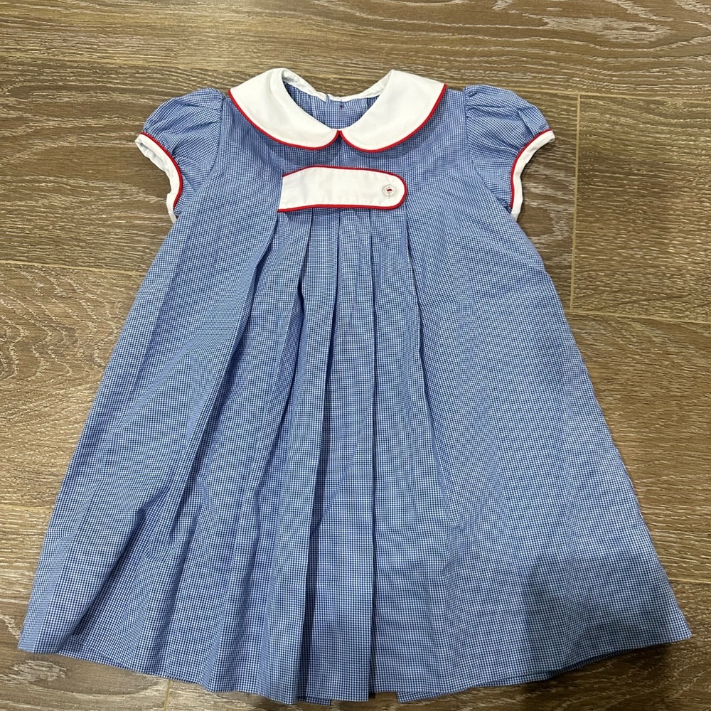Charming Blue Kids Dress with White Collar